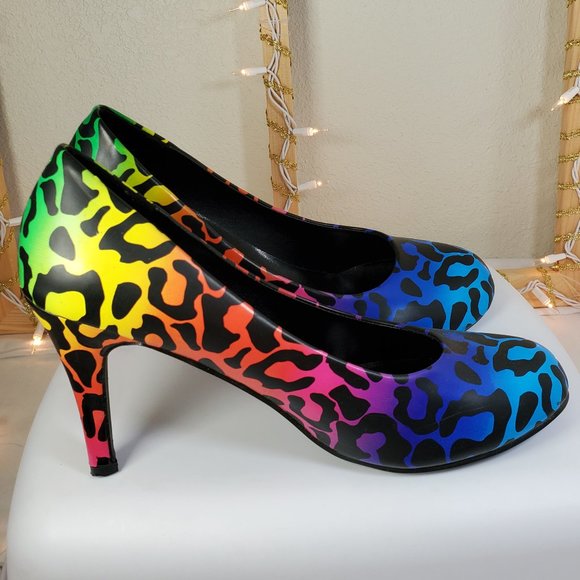 rainbow leopard print heels